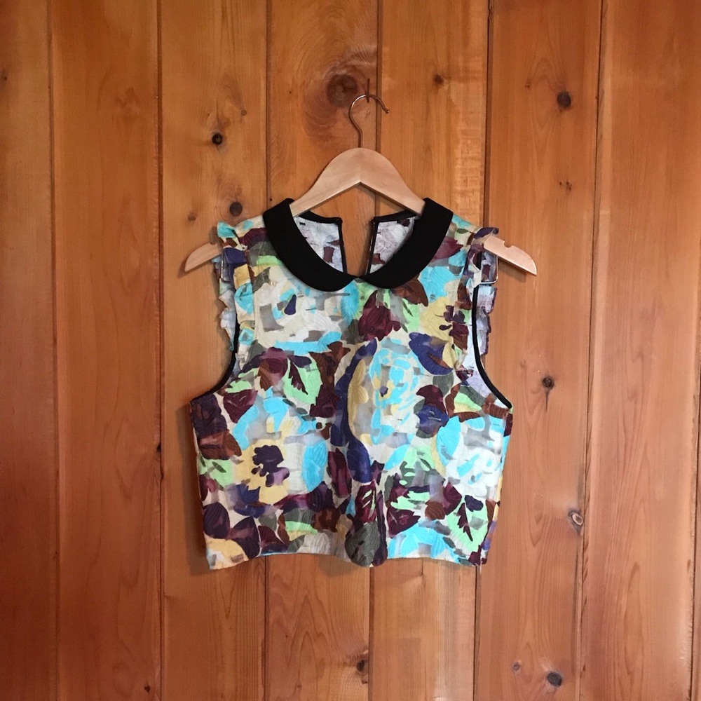 Zara Multicolor Collared Top